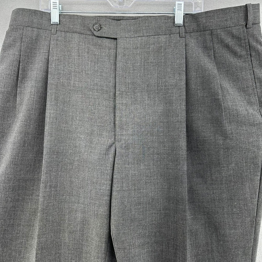 VTG Austin Reed Classic Roll Cuff Gray Wool Pleated Dress Pants Trousers 41x29